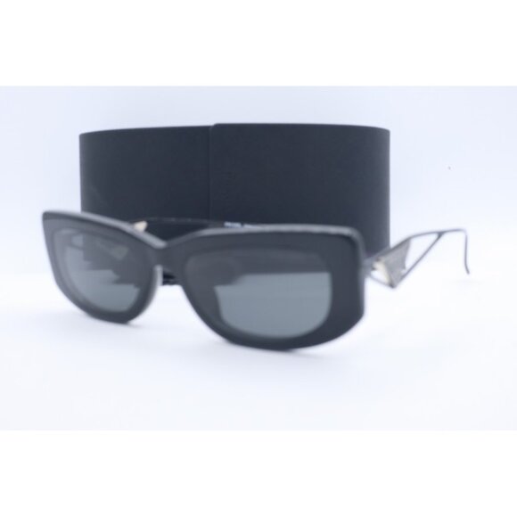 Prada SPR 14Y 1AB-5S0 Cat Eye Black Sunglasses Gray Lenses 55mm
